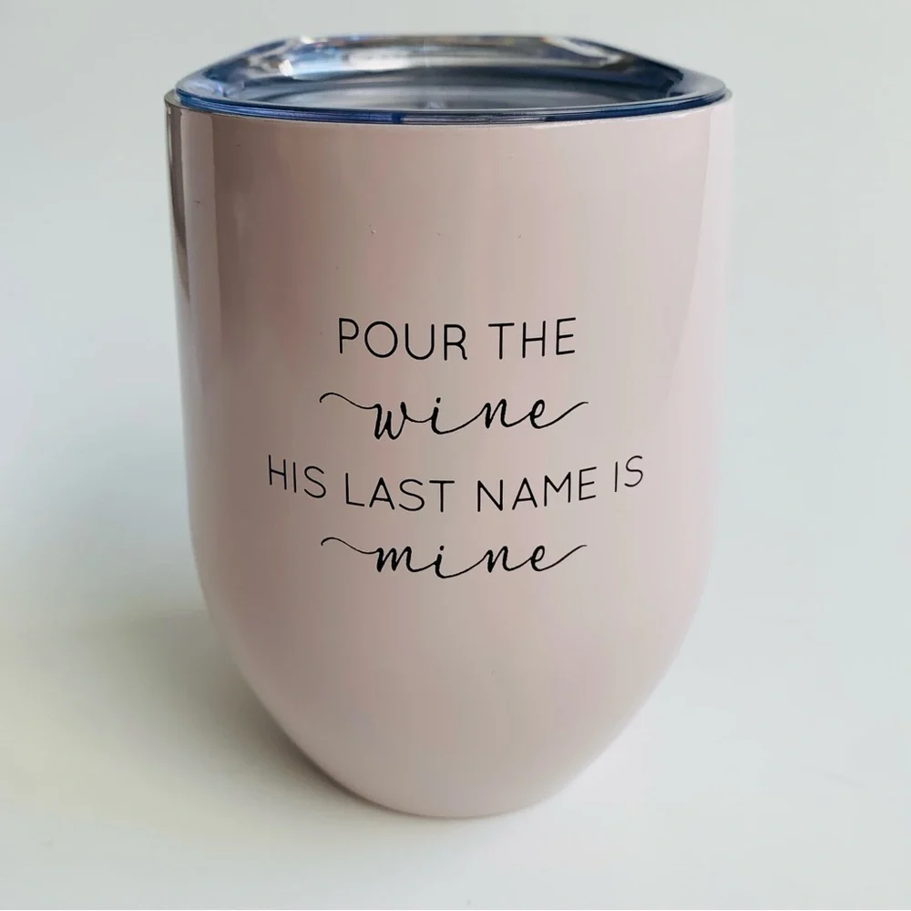 Stemless Wine Tumbler 12oz Pink Blush Bride NWT